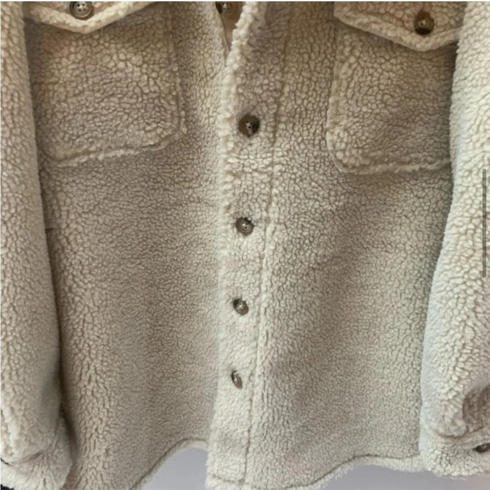 Polo Ralph Lauren Oversized Sherpa Fleece Button Up Shacket Jacket M - Picture 12 of 14